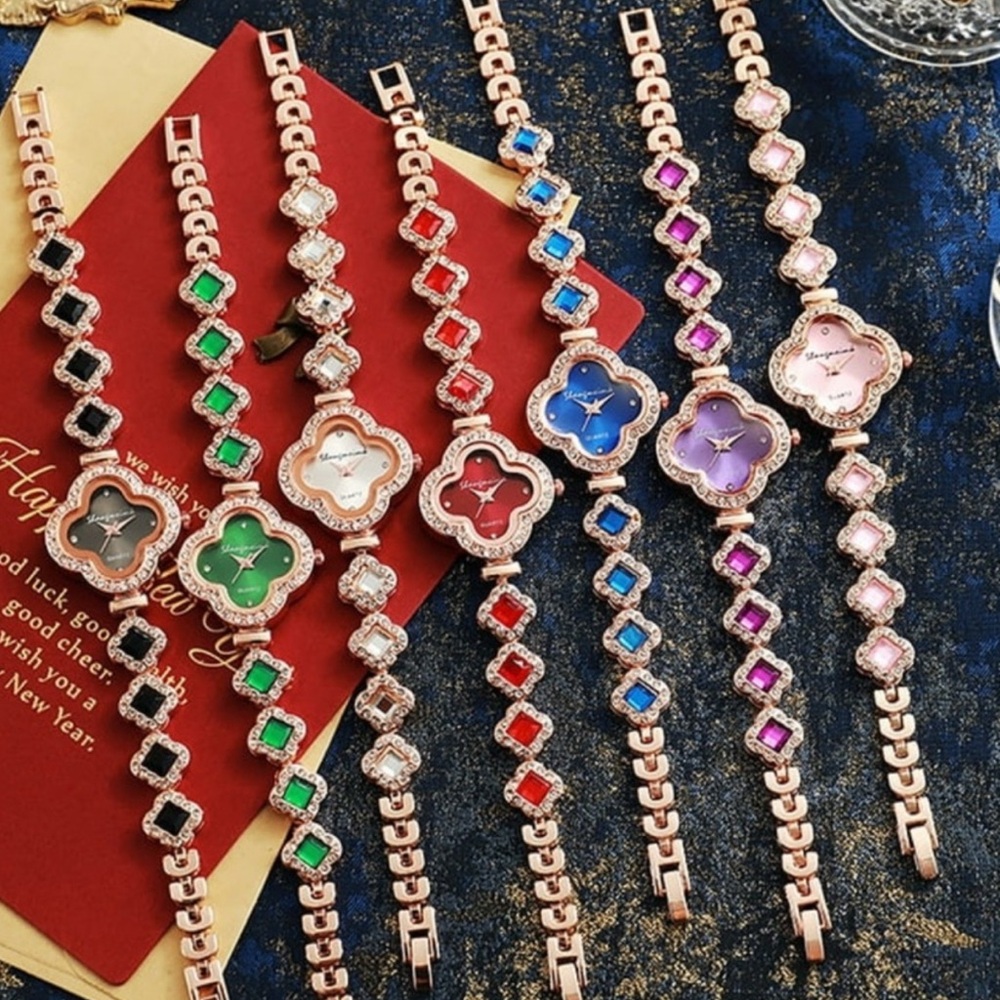 Elegant Multi-Color Women's Clover Bracelet Watch Pick One - Picture 1 of 3
